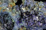 Sparkling Azurite Crystal Cluster with Malachite - Laos #69710-2